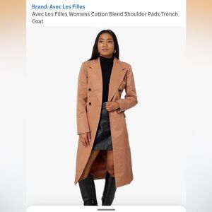 NWT Avec Les Filles Camel Double-Breasted Trench Coat With Belt Sz S (4-6)